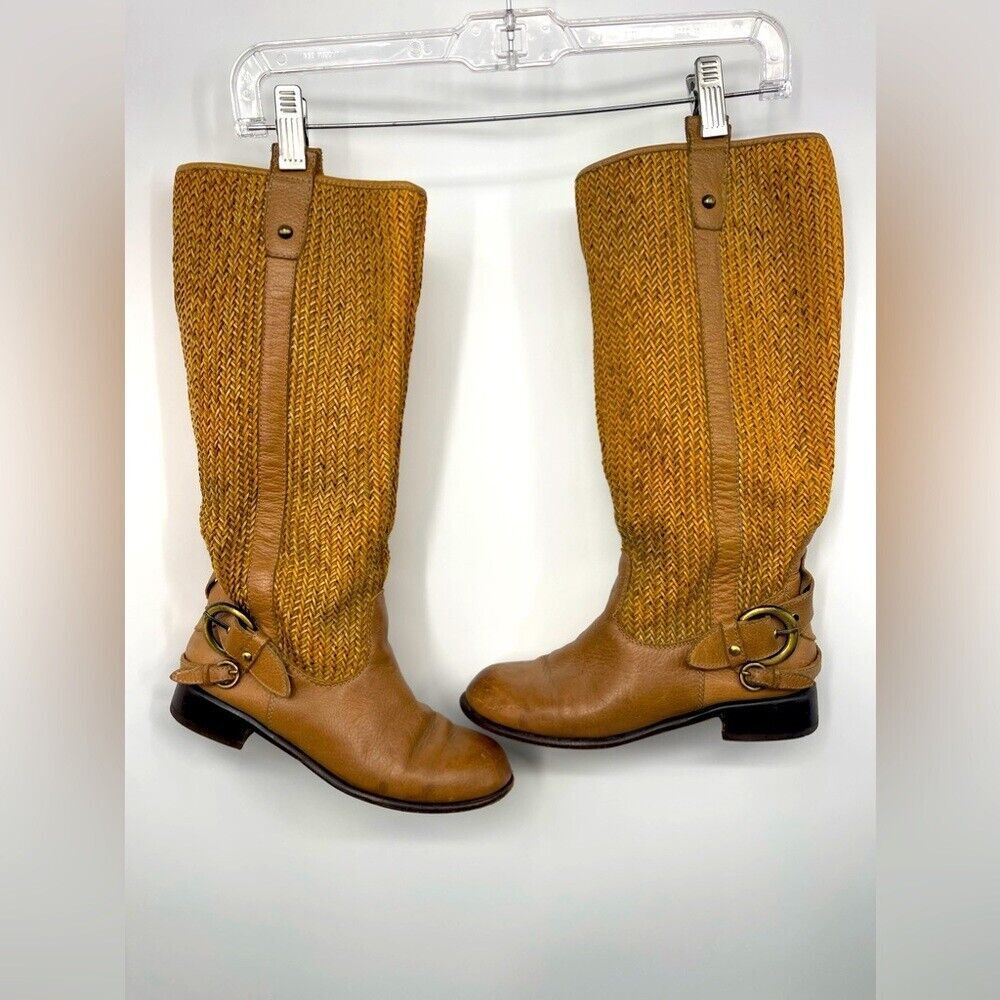 Light brown riding women's boots with buckle size 6